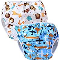 Teamoy Pañal Bañador (2 piezas) Pañal de natar Pantalones de entrenamiento-Aviones+Sonrisa gorda